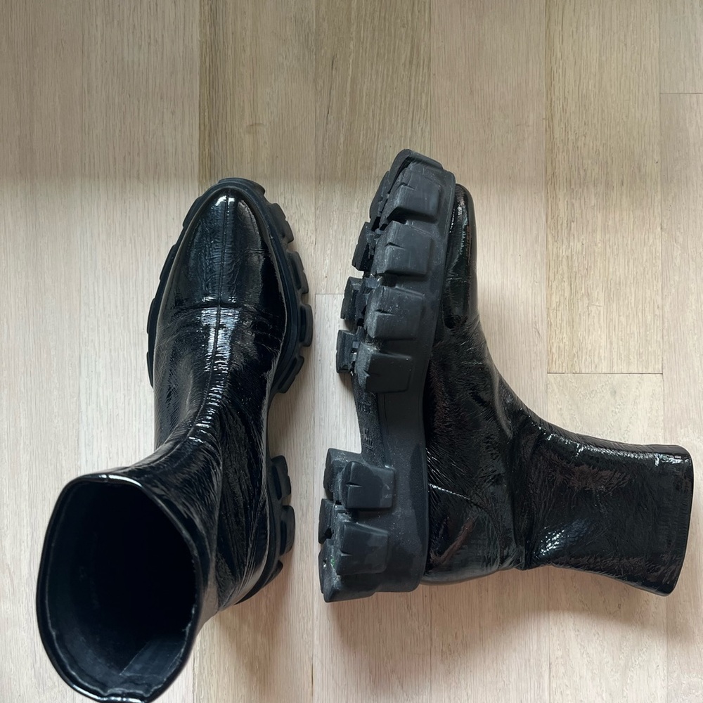 Prada Monolith Patent Boots